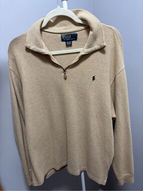 Men’s Polo Ralph Lauren Beige Quarter-Zip Sweater